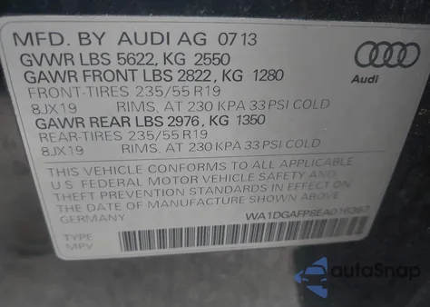 2014 Audi Q5 3.0T Premium Plus z USA, uszkodzony, nr VIN WA1DGAFP8EA016367